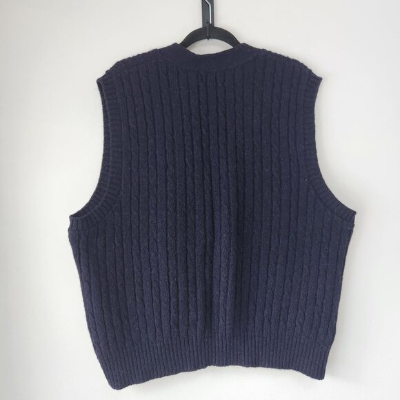 VTG Lands' End 100% Wool Sweater Vest Shetland New Wool Made in UK Size L - Picture 2 of 5